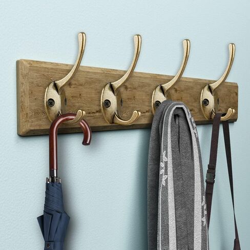 IBosins 12 Pack Antique Brass Coat Hooks Wall Mounted with 24 Screws Retro Double Hooks Utility Antique Brass Hooks for Coat, Scarf, Bag, Towel, Key, Cap, Cup, Hat in Saudi Arabia