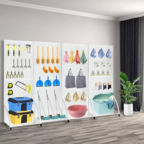 2.5'x 6' Metal Pegboard Display Stand with Base Plate, Black Standing Pegboard Panels Display with Wheels, Craft Show Display Rack, Art Display Stand, Retail Display, Extra 20 pieces Hooks in Saudi Arabia