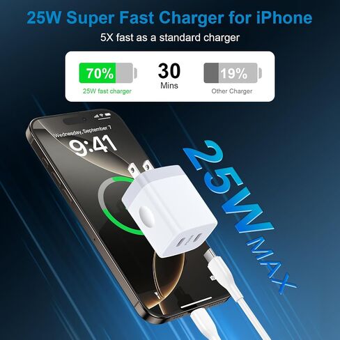 20W USB C Fast Charger Type C Charging Block for Google Pixel 8a 8 pro 7a 7 pro 6a 6 pro,iPhone 15 Pro 14 13 12 11 SE,Galaxy S24 S23 S22 S21 FE Ultra A14,Wall Plug Charger Box Brick Cube Power Adapter in Kuwait