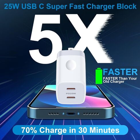 20W USB C Fast Charger Type C Charging Block for Google Pixel 8a 8 pro 7a 7 pro 6a 6 pro,iPhone 15 Pro 14 13 12 11 SE,Galaxy S24 S23 S22 S21 FE Ultra A14,Wall Plug Charger Box Brick Cube Power Adapter in Kuwait