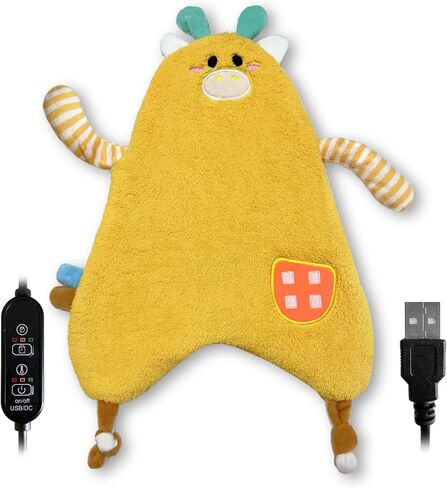 وسادة تسخين لتشنجات الدورة الشهرية وتخفيف آلام الدورة الشهرية، وسادة حرارية USB محمولة لكتف الرقبة الخلفية، التدفئة الكهربائية والعلاج الحراري ببذور الكتان، هدية للنساء الأمهات المراهقات (زرافة صفراء USB) in Saudi Arabia