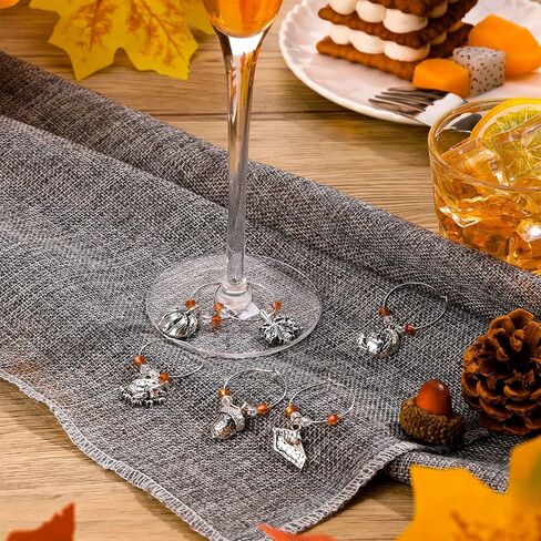 Set of 30 Thanksgiving Wine Charms Fall Handmade Wine Glass Charms Thanksgiving Drink Markers Turkey Pumpkin Maple Leaf Cheese Wine Identifier Accessories for Thanksgiving Party Table Supplies Gift in Saudi Arabia