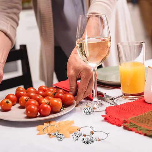 Set of 30 Thanksgiving Wine Charms Fall Handmade Wine Glass Charms Thanksgiving Drink Markers Turkey Pumpkin Maple Leaf Cheese Wine Identifier Accessories for Thanksgiving Party Table Supplies Gift in Saudi Arabia