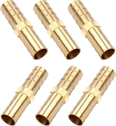 6Pcs Brass Hose Barb Fitting Metals Splicer Mender 1/2" Barb Hose Union Reducing Barb Brabed Fitting Splicer Mender Union Air Water Fuel in Saudi Arabia