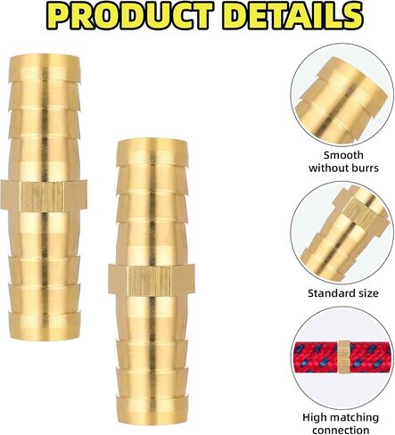 6Pcs Brass Hose Barb Fitting Metals Splicer Mender 1/2" Barb Hose Union Reducing Barb Brabed Fitting Splicer Mender Union Air Water Fuel in Saudi Arabia