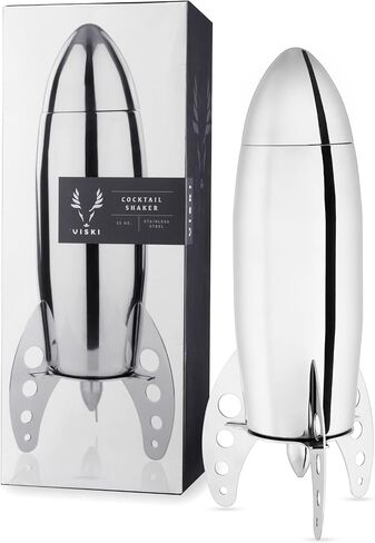 Viski Rocket Cocktail Shaker with Strainer Bar Set, Martini Shaker, Mixed Drink Shaker, Stainless Steel Cocktail Shaker, Bartending Tools, 24oz in Saudi Arabia