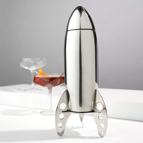 Viski Rocket Cocktail Shaker with Strainer Bar Set, Martini Shaker, Mixed Drink Shaker, Stainless Steel Cocktail Shaker, Bartending Tools, 24oz in Saudi Arabia
