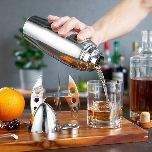 Viski Rocket Cocktail Shaker with Strainer Bar Set, Martini Shaker, Mixed Drink Shaker, Stainless Steel Cocktail Shaker, Bartending Tools, 24oz in Saudi Arabia