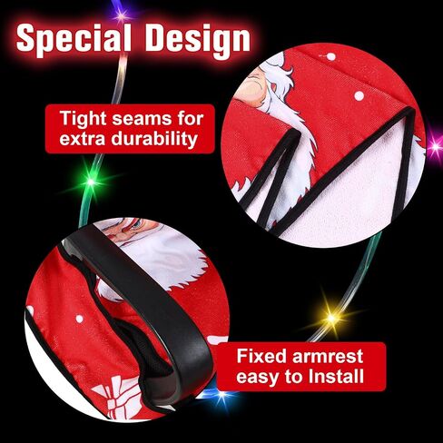 2 Pcs Christmas Golf Cart Decorations Christmas Golf Cart Seat Covers with Golf Cart Battery Operated String Lights Santa Blanket Golf Cart Accessories for Christmas Golf Cart Decorations in Saudi Arabia