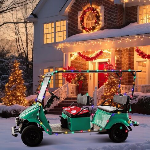 2 Pcs Christmas Golf Cart Decorations Christmas Golf Cart Seat Covers with Golf Cart Battery Operated String Lights Santa Blanket Golf Cart Accessories for Christmas Golf Cart Decorations in Saudi Arabia