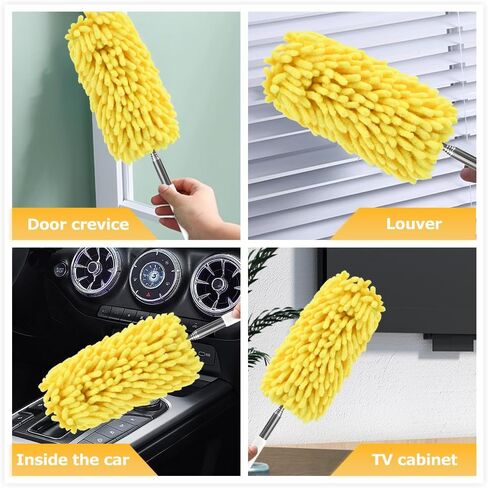 4 قطع منفضة غبار قابلة لإعادة الاستخدام، عبوات غبار يدوية، وسادات غبار قابلة لإعادة الاستخدام، منفضة غبار مروحة سقف من الألياف الدقيقة، 360 عبوة منفضة شديدة التحمل لتنظيف أرضية النافذة (أصفر، الحجم: 7.48 × 5.12 بوصة) in Kuwait