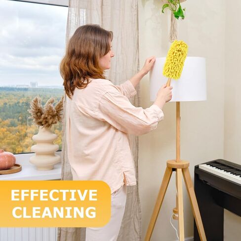 4 قطع منفضة غبار قابلة لإعادة الاستخدام، عبوات غبار يدوية، وسادات غبار قابلة لإعادة الاستخدام، منفضة غبار مروحة سقف من الألياف الدقيقة، 360 عبوة منفضة شديدة التحمل لتنظيف أرضية النافذة (أصفر، الحجم: 7.48 × 5.12 بوصة) in Kuwait