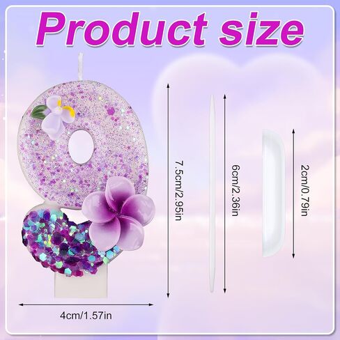 Birthday Number Candle, Purple Flower Birthday Number Candle Glittering Charming Number Candle Paraffin Number Candle for Birthday Party Anniversary (Number 5) in Saudi Arabia