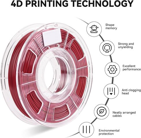 3D Printer SMP Filament (4D filament) 1.75mm 250g, Shape Memory Polymer Material, Dimensional Accuracy +/-0.03mm, 1.75mm Filament for Bambu Lab X1/P1P, Creality K1C FDM 3D Printers, Transparent in Saudi Arabia