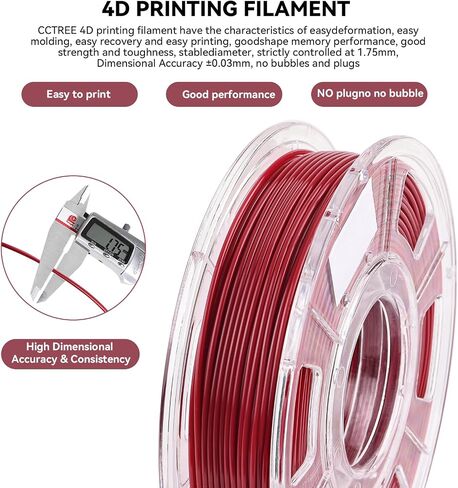 3D Printer SMP Filament (4D filament) 1.75mm 250g, Shape Memory Polymer Material, Dimensional Accuracy +/-0.03mm, 1.75mm Filament for Bambu Lab X1/P1P, Creality K1C FDM 3D Printers, Transparent in Saudi Arabia
