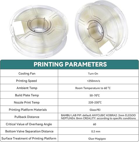 3D Printer SMP Filament (4D filament) 1.75mm 250g, Shape Memory Polymer Material, Dimensional Accuracy +/-0.03mm, 1.75mm Filament for Bambu Lab X1/P1P, Creality K1C FDM 3D Printers, Transparent in Saudi Arabia