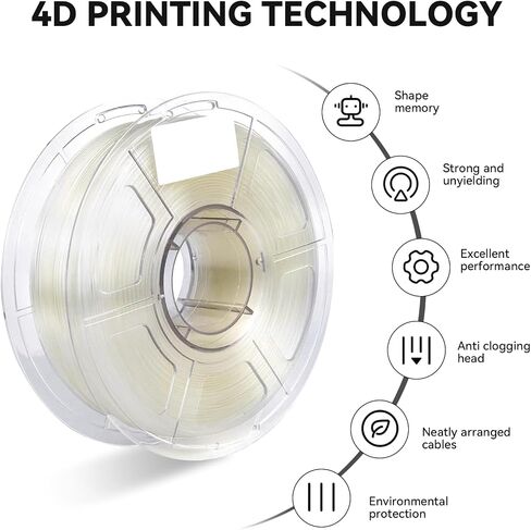 3D Printer SMP Filament (4D filament) 1.75mm 250g, Shape Memory Polymer Material, Dimensional Accuracy +/-0.03mm, 1.75mm Filament for Bambu Lab X1/P1P, Creality K1C FDM 3D Printers, Transparent in Saudi Arabia