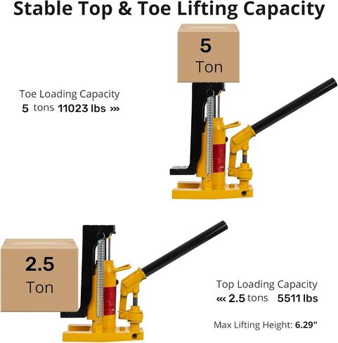 Toe Jack Lift Hydraulic Machine Floor Jack, 10T on Toe Jack Lift, 20T on Top Lift Jack with Manual Hand Pump, Hydraulic Toe Jack Heavy Duty Truck Travel Trailer Repair, Lift Capacity 10-20Ton in Saudi Arabia