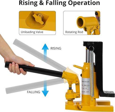 Toe Jack Lift Hydraulic Machine Floor Jack, 10T on Toe Jack Lift, 20T on Top Lift Jack with Manual Hand Pump, Hydraulic Toe Jack Heavy Duty Truck Travel Trailer Repair, Lift Capacity 10-20Ton in Saudi Arabia