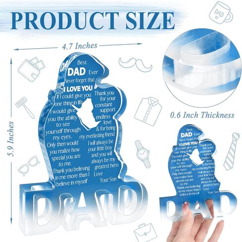 Gifts for Dad Birthday Gifts for Dad from Daughter Delicate Acrylic Dad Son Hug Plaque Dad Present 5.9 x 5.9 inch Thanksgiving Christmas Valentines Fathers Day Birthday Gifts for Dad in Saudi Arabia
