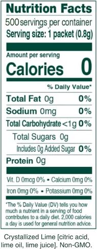 TRUE LIME Water Enhancer, Bulk Pack - 0.03 Ounce, 500 Count (Pack of 1)| Zero Calorie Unsweetened Flavoring For Bottled Water & Recipes | Flavor Packets Made with Real Limes in Saudi Arabia