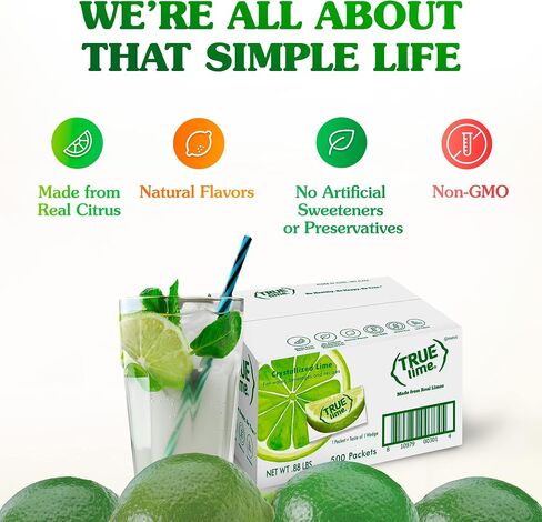 TRUE LIME Water Enhancer, Bulk Pack - 0.03 Ounce, 500 Count (Pack of 1)| Zero Calorie Unsweetened Flavoring For Bottled Water & Recipes | Flavor Packets Made with Real Limes in Saudi Arabia