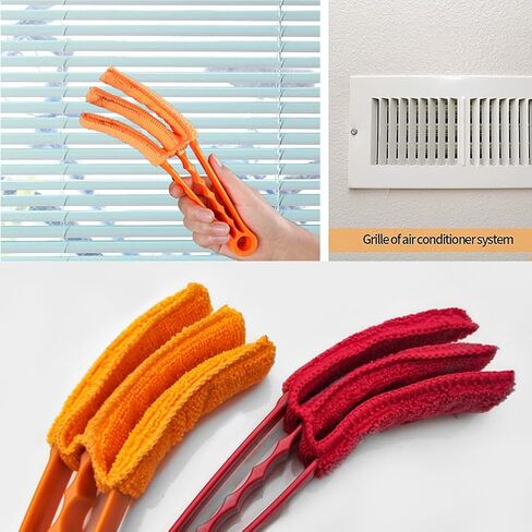 فرشاة تنظيف ستائر النوافذ من AKOAK، منظف شفرات المروحة، غلاف أنبوبي من الألياف الدقيقة للغاية، للمصراع، والفتحات، ومكيفات الهواء، والتفكيك والغسل، عبوة من قطعة واحدة (برتقالي) in Saudi Arabia