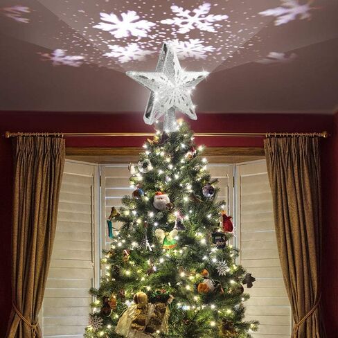 SPEVERT Snowflake Auto Rotating Led Lights Christmas Lights Moving LED Lamp E27 Base 4W Crystal Ball Stage Light for Birthday, Holiday, Wedding, Party, Christmas Decor - White in Saudi Arabia