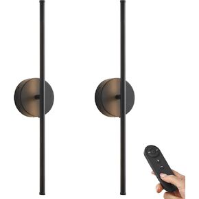 Battery Operated Wall Sconces with Remote Control, Dimmable Wall Sconces Set of Two, 350°Rotate, 3000K LED Gold Wireless Wall Light for Living Room, Bedroom, Hallway, 28.3 Inch (2 Pack)