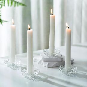Glasseam Glass Candle Holders for Candlesticks: Crystal Taper Candle Holder Set of 4 Clear Candlestick Holders for Taper Candles Modern Candle Stick Holders for Table Centerpiece Wedding Home Decor