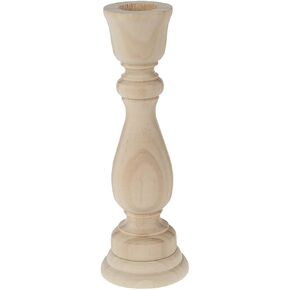 Wooden Candle Holder for Pillar Candles, Unfinished Rustic Farmhouse Boho Style, Short Candle Stick Stand for Fireplace or Dining Table Centerpiece, 4.13″