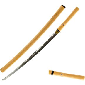 HMS Japanese Samurai Shirasaya Katana Sword, Hand Forged, 1095 Carbon Steel, Clay Tempered, Full Tang, Sharp
