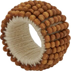 Saro Lifestyle Wooden Bead Napkin Rings (Set of 4), Ivory, Set of 4