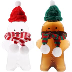 2 sets 500ml Christmas Candy Cookie Jars Lids Biscuit Containers Party Favors Santa Snowman Ornament Cookie Biscuit Storage Jars Xmas Holiday Decor