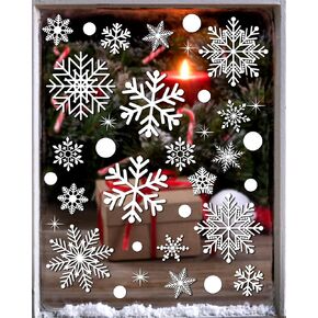 152Pcs Christmas Snowflake Window Clings Stickers, 8 Sheets Larger Christmas Window Decorations, Christmas Window Clings Holiday Decor, Xmas Decorations for Home School Christmas Party