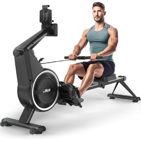 BW5 Rowing Machines for Home Gym, Workout Exercise Equipment, Air und Magnetic Rower Machine, Max 350LBS, with 10 Resistance Levels, LED-Display, Bluetooth Enable, Adjustable Tablet Stand