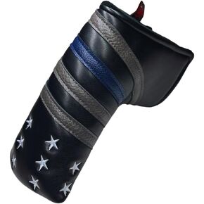 Putter Cover for Blade and Mallet Putters with Magnetic Closure Embroidered USA Thin Blue Line Design Golf Club Headcovers for Scotty Cameron Taylormade Callaway Titleist Odyssey