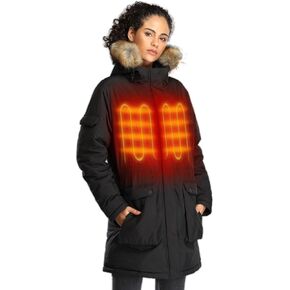 ORORO [بطارية مطورة] سترة باركا نسائية ساخنة مع 4 مناطق حرارية وغطاء رأس قابل للفصل (البطارية متضمنة) in Kuwait