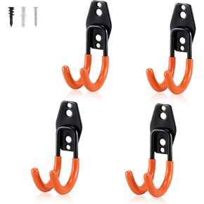 AOBEN Garage Hooks Heavy Duty, Steel Garage Storage Hooks, Utility Tool Hangers and Combinable Wall Mount Garage Hooks for Organizing Ladders, Bikes, Hoses, and More Equipment (Small J, 4 Pack)