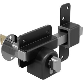 GateMate Long Throw Gate Lock 1490146, Euro Profile Keyed Alike Lock for Sheds & Gates, Keyed Outside with Thumb Turn Inside, 316 Stainless Steel, for Wooden Gates & Doors Up to 2" (50mm), 5 Keys