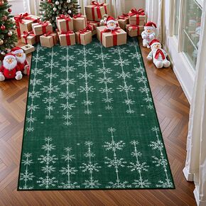 Christmas Rug 2x3 Red Xmas Snowflakes Rug, Vintage Soft Low-Pile Door Mat Washable Non-Slip Bathroom Rugs Merry Christmas Themed Throw Rug Floor Mat for Kitchen Bedroom Entrance Decor