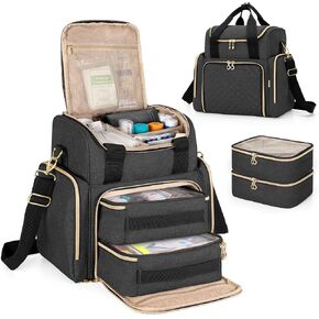 LUXJA Large Medicine Bag with 2 Removable Cases, Medicine Storage Bag with Multiple Storage Sections (Suitable for Travel or Home), Gray in Kuwait
