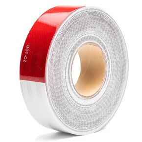 DOT-C2 Reflective Tape 2 in x 160 FT Red & White Reflective Tape - Self Adhesive & Waterproof Trailer Reflective Tape