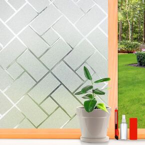 Window Privacy Film Frosted Glass Window Film Sun Blocking Window Tinting Film for Home, Static Clings Removable Frosting Bathroom Door Window Covering, 45.2 inch x 78.74 inch