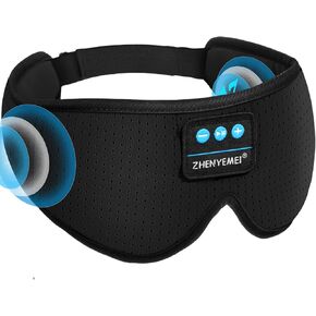 Bluetooth Sleep Headphones White Noise Sleep Mask | 3D Eye Mask for Sleeping | Relaxing Soothing Sounds | 16hrs Playingtime | Light Blocking Eye Mask | Auto - Off Timer | Best for Sleeper Black