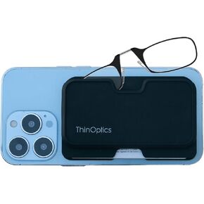 ThinOptics Readers with Wallet - Armless On-Nose Reading Glasses - Slim Wallet Attaches to Phone - MagSafe Compatible