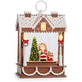 RAZ Imports Santa Musical Lighted Water Gingerbread House, 10 inches