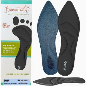 Sharp! Ultra Thin Insoles for Women Lightweight Shoe Inserts for Women for Heels & Pointed-Toe Flats by Business Feet® Shoe Insoles Women - M/S Black