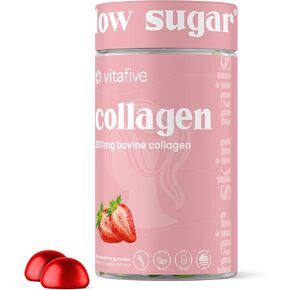vitafive Collagen Gummies for Men and Women, Bovine Collagen, Collagen Gummy for Hair, Skin, and Connective Tissue Support, Gluten Free (50 Ct)