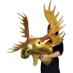 TRABEATOGA Life-size Moose Head Trophy Wall Décor Wall Hanging Wall Decoration Creative Animal Wall Sculpture Faux Taxidermy Home Decor 35''W x 36.2''H